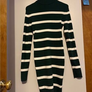 Striped Green and White Turtleneck Dress
